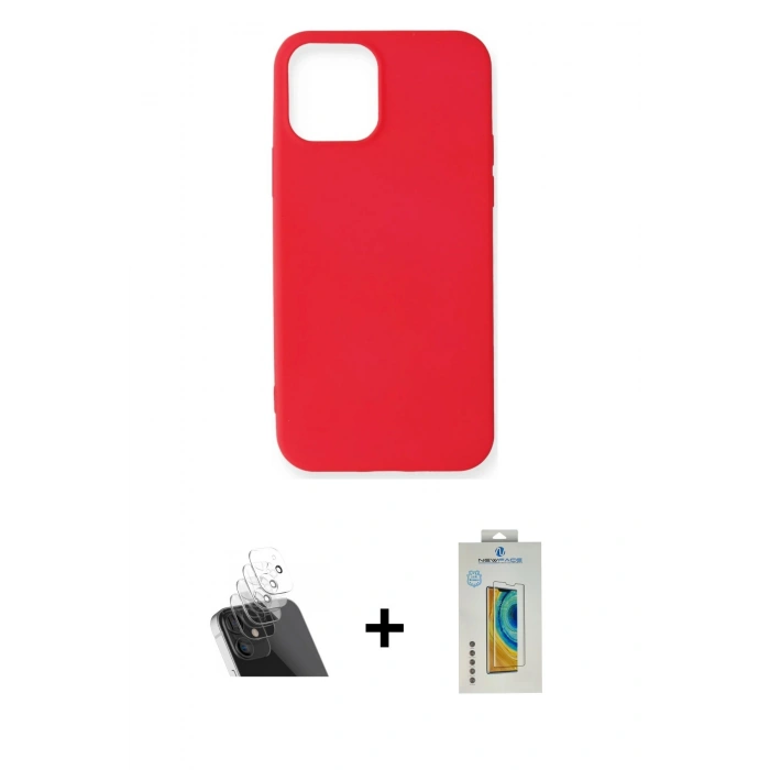 MARSİLYAN™- iPhone 12 Mini Kılıf Kozmos Yansıma Özel Seri - Siyah Polymer Nano Ekran Koruyucu + Kamera Lens Koruma Cam - SF