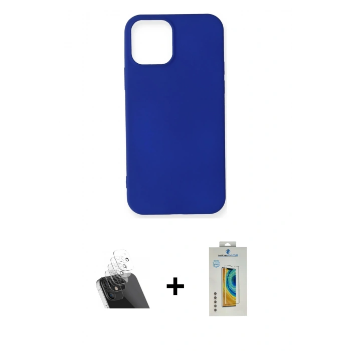 MARSİLYAN™- iPhone 12 Mini Kılıf Kozmos Yansıma Özel Seri - Siyah Polymer Nano Ekran Koruyucu + Kamera Lens Koruma Cam - SF