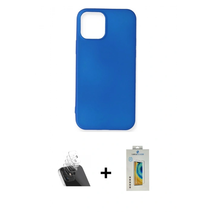 MARSİLYAN™- iPhone 12 Mini Kılıf Kozmos Yansıma Özel Seri - Siyah Polymer Nano Ekran Koruyucu + Kamera Lens Koruma Cam - SF