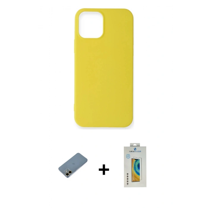 MARSİLYAN™- iPhone 12 Mini Kılıf Kozmos Yansıma Özel Seri - Siyah Polymer Nano Ekran Koruyucu + Shine Kamera Lens Koruma Cam - GD
