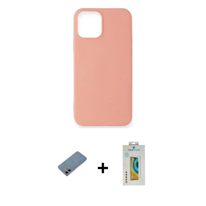 MARSİLYAN™- iPhone 12 Mini Kılıf Kozmos Yansıma Özel Seri - Siyah Polymer Nano Ekran Koruyucu + Shine Kamera Lens Koruma Cam - PE