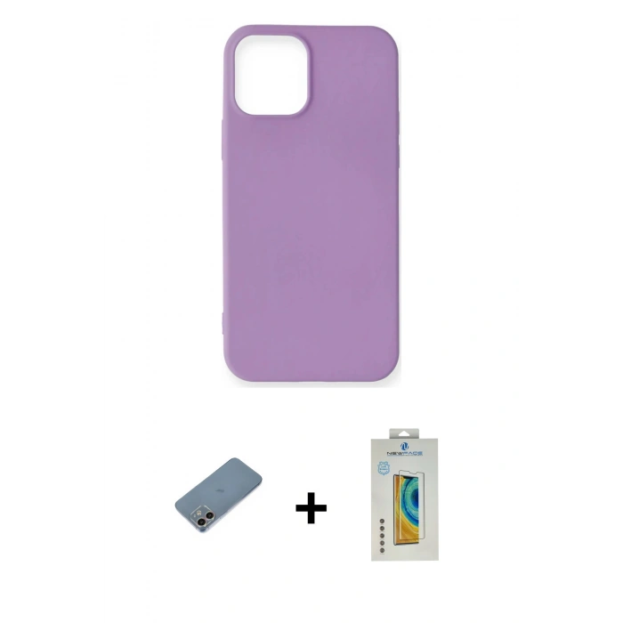 MARSİLYAN™- iPhone 12 Mini Kılıf Kozmos Yansıma Özel Seri - Siyah Polymer Nano Ekran Koruyucu + Shine Kamera Lens Koruma Cam - GI