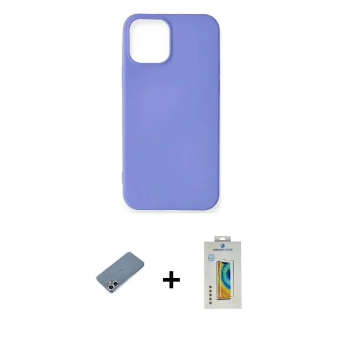 MARSİLYAN™- iPhone 12 Mini Kılıf Kozmos Yansıma Özel Seri - Siyah Polymer Nano Ekran Koruyucu + Shine Kamera Lens Koruma Cam - GS