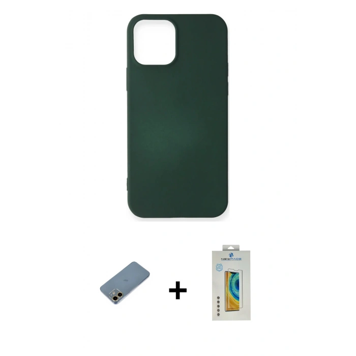 MARSİLYAN™- iPhone 12 Mini Kılıf Kozmos Yansıma Özel Seri - Siyah Polymer Nano Ekran Koruyucu + Shine Kamera Lens Koruma Cam - GD