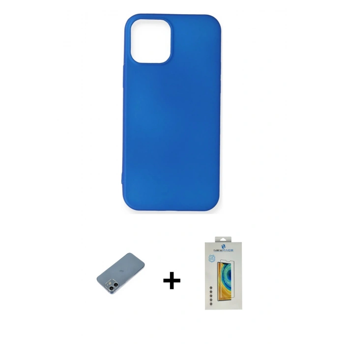 MARSİLYAN™- iPhone 12 Mini Kılıf Kozmos Yansıma Özel Seri - Siyah Polymer Nano Ekran Koruyucu + Shine Kamera Lens Koruma Cam - SABE