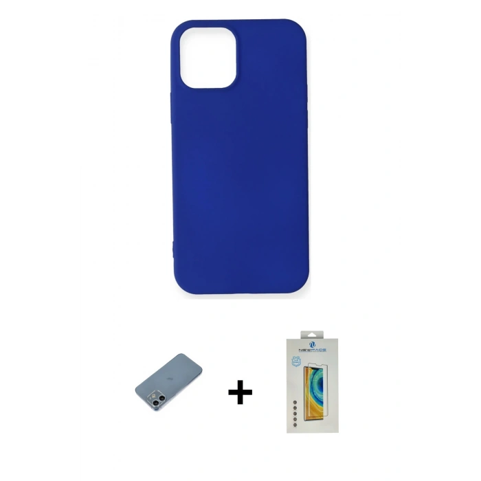 MARSİLYAN™- iPhone 12 Mini Kılıf Kozmos Yansıma Özel Seri - Siyah Polymer Nano Ekran Koruyucu + Shine Kamera Lens Koruma Cam - SABE