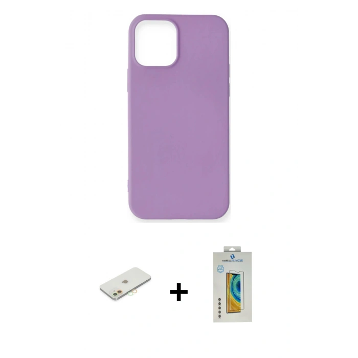 MARSİLYAN™- iPhone 12 Mini Kılıf Kozmos Yansıma Özel Seri - Siyah Polymer Nano Ekran Koruyucu + Renkli Kamera Lens Koruma Cam - TU