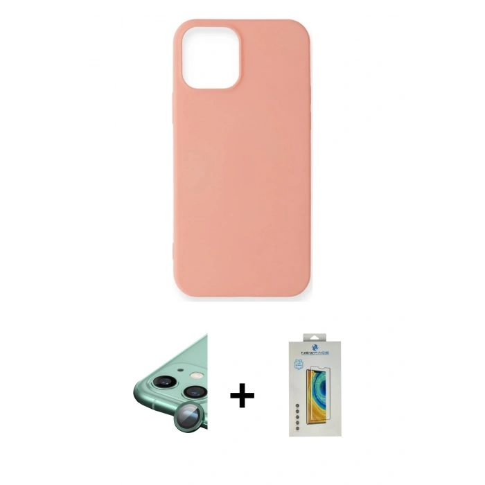 MARSİLYAN™- iPhone 12 Mini Kılıf Kozmos Yansıma Özel Seri - Siyah Polymer Nano Ekran Koruyucu + Raze Metal Kamera Lens - YL