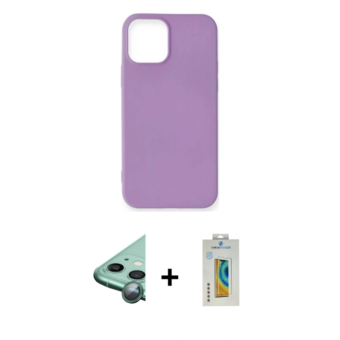 MARSİLYAN™- iPhone 12 Mini Kılıf Kozmos Yansıma Özel Seri - Siyah Polymer Nano Ekran Koruyucu + Raze Metal Kamera Lens - YL