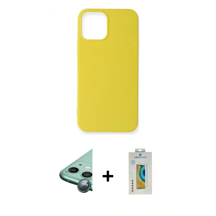 MARSİLYAN™- iPhone 12 Mini Kılıf Kozmos Yansıma Özel Seri - Siyah Polymer Nano Ekran Koruyucu + Raze Metal Kamera Lens - YL