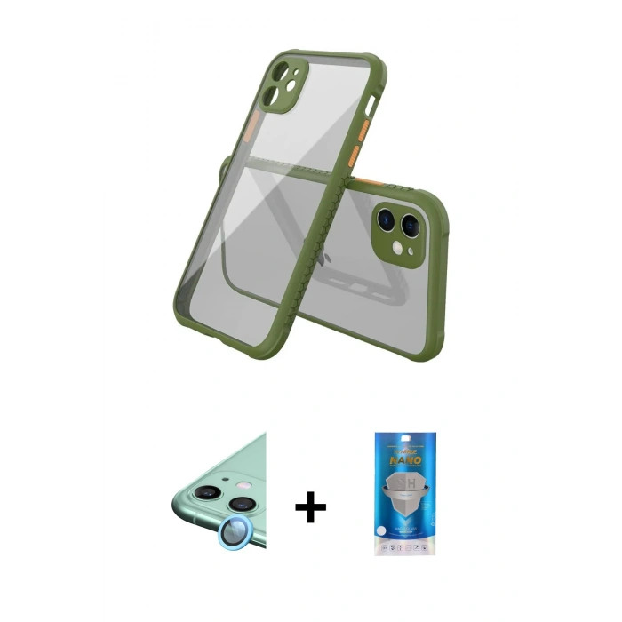 MARSİLYAN™- iPhone 12 Mini Kılıf Nova Asil Özel Seri - Şeffaf Royal Nano Ekran Koruyucu + Raze Metal Kamera Lens - MI