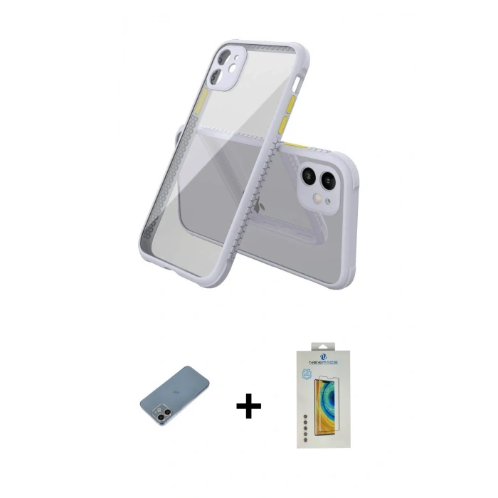 MARSİLYAN™- iPhone 12 Mini Kılıf Nova Asil Özel Seri - Siyah Polymer Nano Ekran Koruyucu + Shine Kamera Lens Koruma Cam - GI