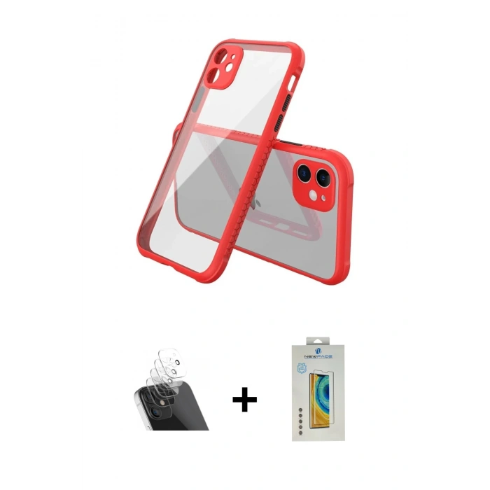 MARSİLYAN™- iPhone 12 Mini Kılıf Nova Asil Özel Seri - Siyah Polymer Nano Ekran Koruyucu + Kamera Lens Koruma Cam - SF
