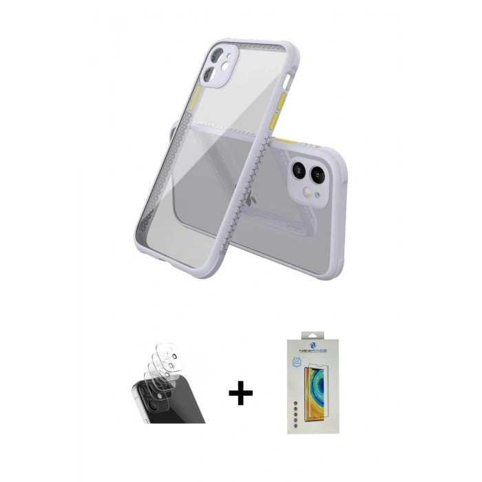 MARSİLYAN™- iPhone 12 Mini Kılıf Nova Asil Özel Seri - Siyah Polymer Nano Ekran Koruyucu + Kamera Lens Koruma Cam - SF