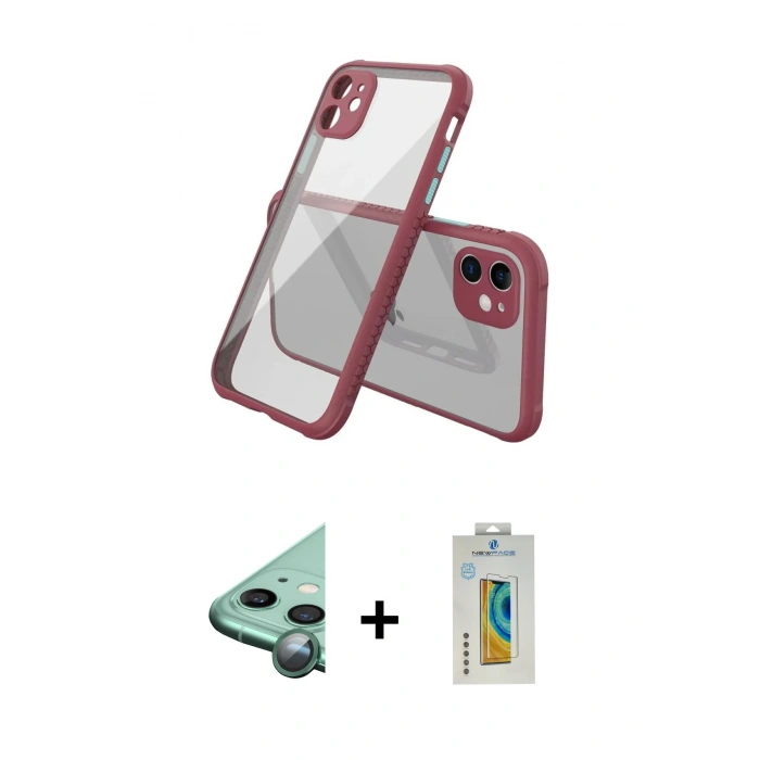 MARSİLYAN™- iPhone 12 Mini Kılıf Nova Asil Özel Seri - Siyah Polymer Nano Ekran Koruyucu + Raze Metal Kamera Lens - YL
