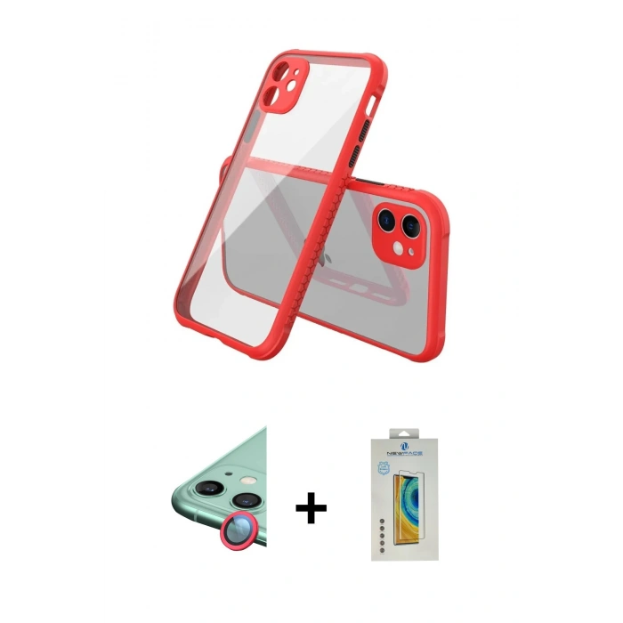 MARSİLYAN™- iPhone 12 Mini Kılıf Nova Asil Özel Seri - Siyah Polymer Nano Ekran Koruyucu + Raze Metal Kamera Lens - KI