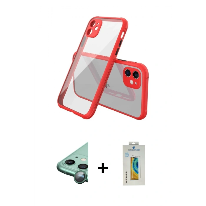 MARSİLYAN™- iPhone 12 Mini Kılıf Nova Asil Özel Seri - Siyah Polymer Nano Ekran Koruyucu + Raze Metal Kamera Lens - YL