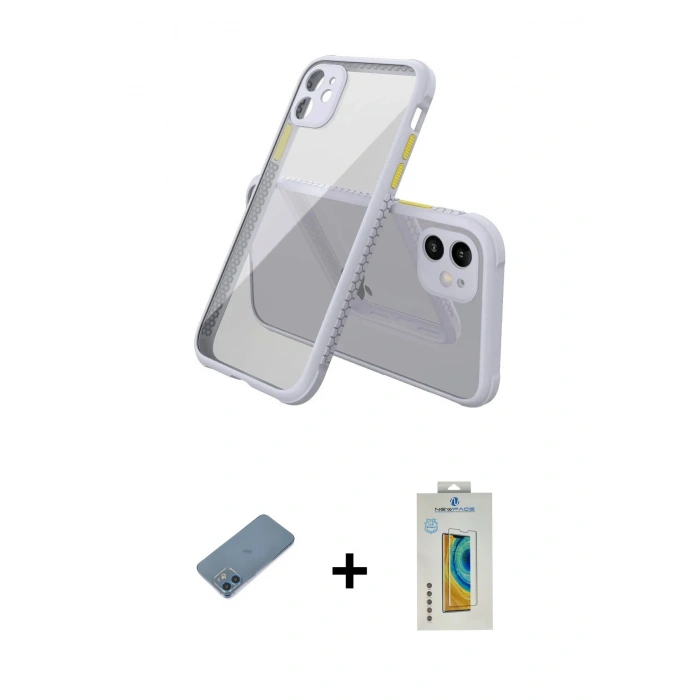MARSİLYAN™- iPhone 12 Mini Kılıf Nova Asil Özel Seri - Siyah Polymer Nano Ekran Koruyucu + Shine Kamera Lens Koruma Cam - MI