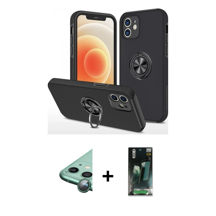 MARSİLYAN™- iPhone 12 Mini Kılıf Odak Form Prime - Şeffaf 360 Full Body Arka Koruyucu + Raze Metal Kamera Lens - YL