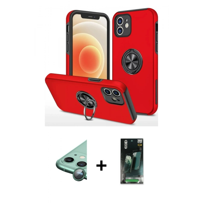 MARSİLYAN™- iPhone 12 Mini Kılıf Odak Form Prime - Şeffaf 360 Full Body Arka Koruyucu + Raze Metal Kamera Lens - YL