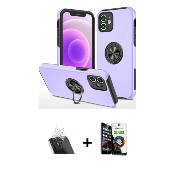 MARSİLYAN™- iPhone 12 Mini Kılıf Odak Form Prime - Şeffaf Temperli Cam Ekran Koruyucu + Kamera Lens Koruma Cam - SF