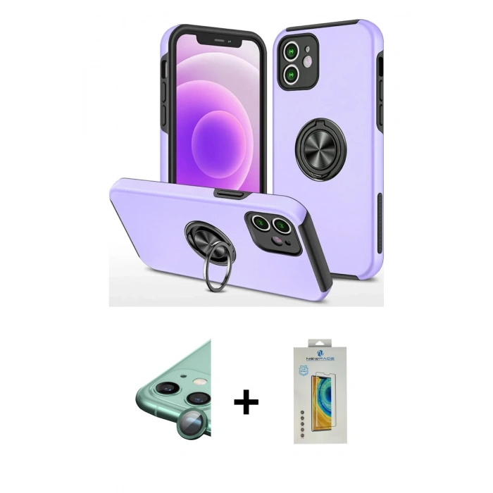 MARSİLYAN™- iPhone 12 Mini Kılıf Odak Form Prime - Siyah Polymer Nano Ekran Koruyucu + Raze Metal Kamera Lens - YL
