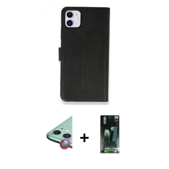 MARSİLYAN™- iPhone 12 Mini Kılıf Siluet Işık Serisi - Siyah 360 Mat Full Body Arka Koruyucu + Raze Metal Kamera Lens - KI