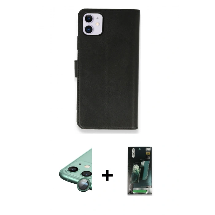 MARSİLYAN™- iPhone 12 Mini Kılıf Siluet Işık Serisi - Siyah 360 Mat Full Body Arka Koruyucu + Raze Metal Kamera Lens - YL