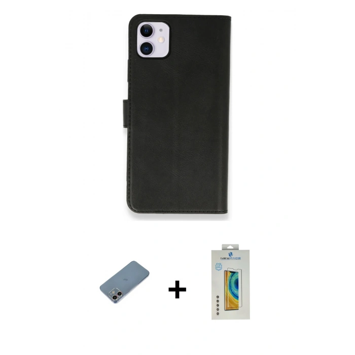 MARSİLYAN™- iPhone 12 Mini Kılıf Siluet Işık Serisi - Siyah Polymer Nano Ekran Koruyucu + Shine Kamera Lens Koruma Cam - GI