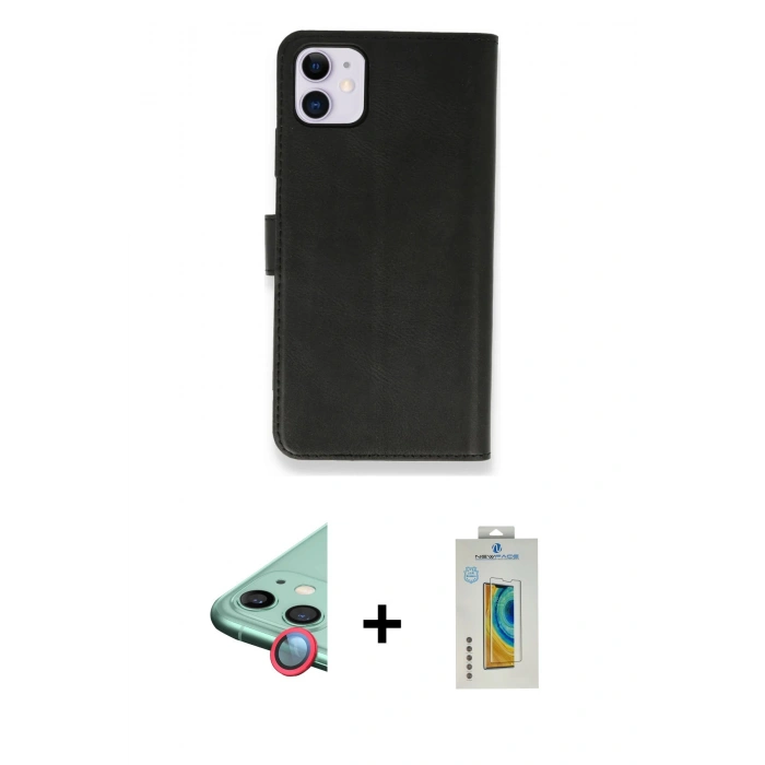 MARSİLYAN™- iPhone 12 Mini Kılıf Siluet Işık Serisi - Siyah Polymer Nano Ekran Koruyucu + Raze Metal Kamera Lens - KI