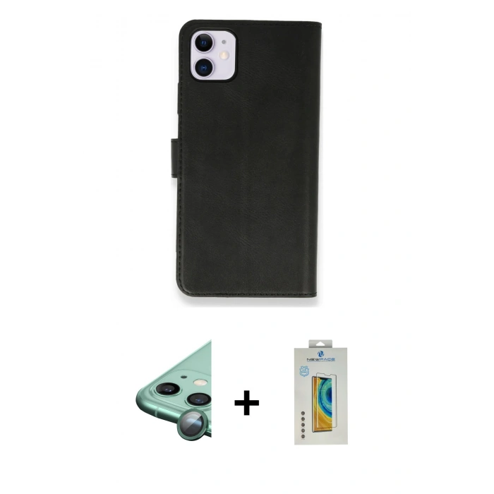 MARSİLYAN™- iPhone 12 Mini Kılıf Siluet Işık Serisi - Siyah Polymer Nano Ekran Koruyucu + Raze Metal Kamera Lens - YL