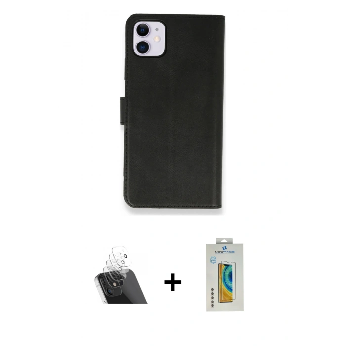 MARSİLYAN™- iPhone 12 Mini Kılıf Siluet Işık Serisi - Siyah Polymer Nano Ekran Koruyucu + Şeffaf Kamera Lens Koruma Cam
