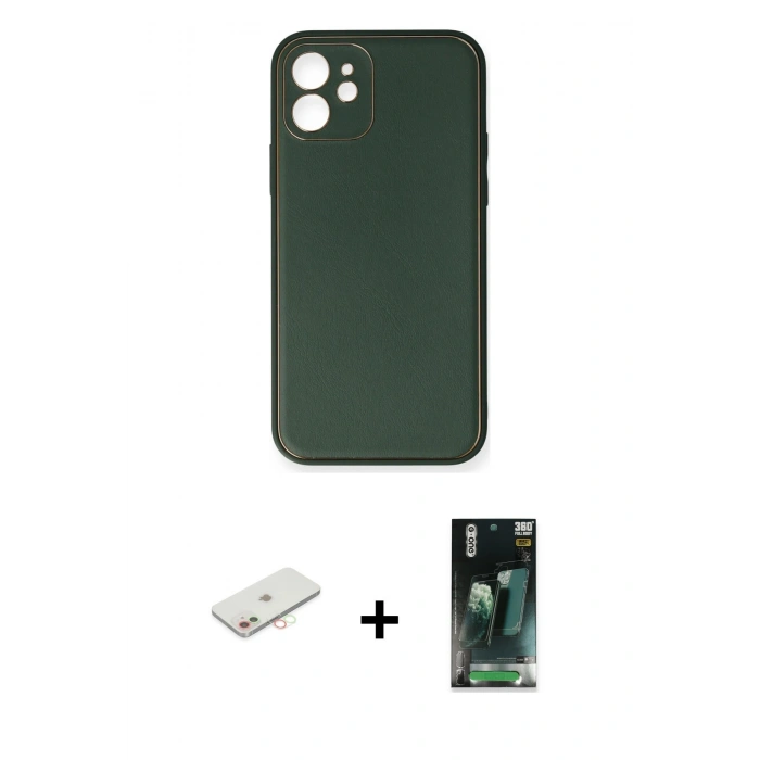 MARSİLYAN™- iPhone 12 Mini Kılıf Yadigar Klasik - Şeffaf 360 Full Body Arka Koruyucu + Renkli Kamera Lens Koruma Cam - YL