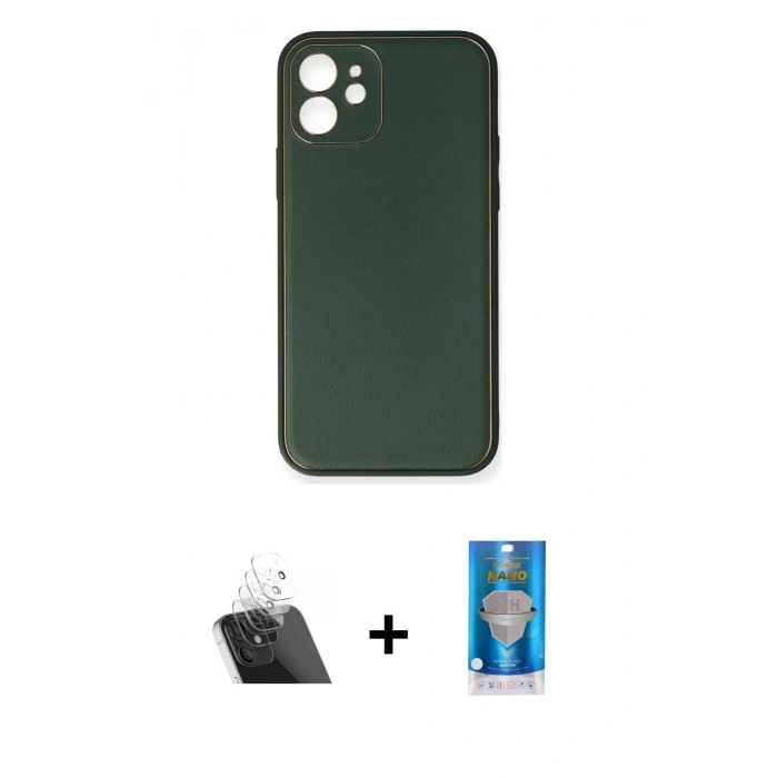 MARSİLYAN™- iPhone 12 Mini Kılıf Yadigar Klasik - Şeffaf Royal Nano Ekran Koruyucu + Kamera Lens Koruma Cam - SF