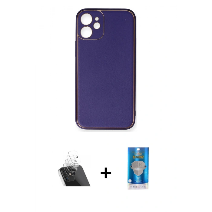 MARSİLYAN™- iPhone 12 Mini Kılıf Yadigar Klasik - Şeffaf Royal Nano Ekran Koruyucu + Kamera Lens Koruma Cam - SF