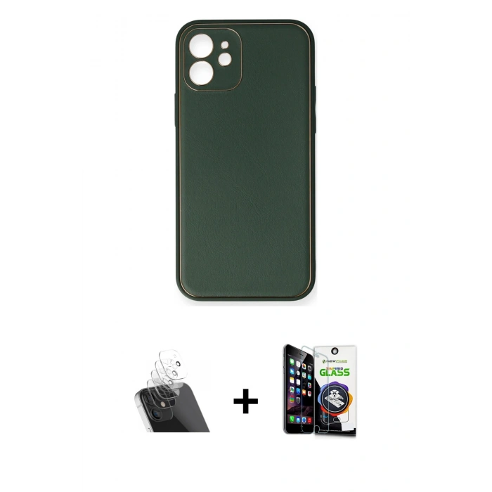 MARSİLYAN™- iPhone 12 Mini Kılıf Yadigar Klasik - Şeffaf Temperli Cam Ekran Koruyucu + Kamera Lens Koruma Cam - SF