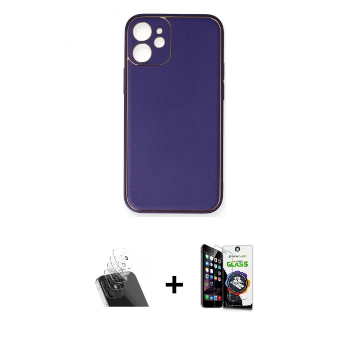 MARSİLYAN™- iPhone 12 Mini Kılıf Yadigar Klasik - Şeffaf Temperli Cam Ekran Koruyucu + Kamera Lens Koruma Cam - SF