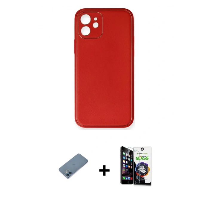 MARSİLYAN™- iPhone 12 Mini Kılıf Yadigar Klasik - Şeffaf Temperli Cam Ekran Koruyucu + Shine Kamera Lens Koruma Cam - MI