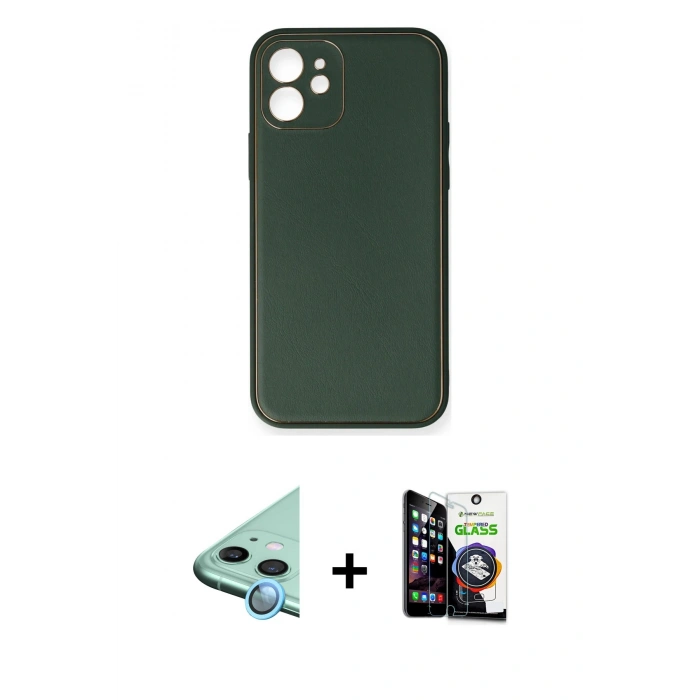 MARSİLYAN™- iPhone 12 Mini Kılıf Yadigar Klasik - Şeffaf Temperli Cam Ekran Koruyucu + Raze Metal Kamera Lens - MI