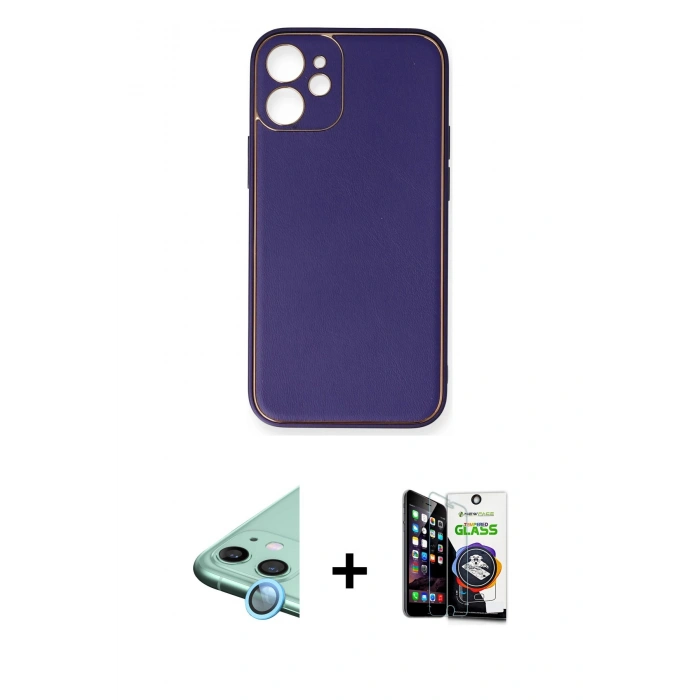 MARSİLYAN™- iPhone 12 Mini Kılıf Yadigar Klasik - Şeffaf Temperli Cam Ekran Koruyucu + Raze Metal Kamera Lens - MI
