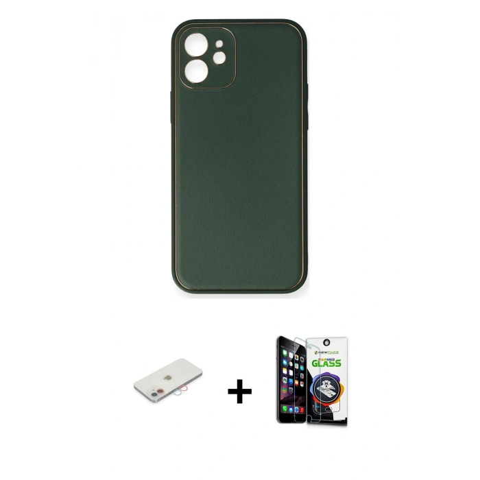 MARSİLYAN™- iPhone 12 Mini Kılıf Yadigar Klasik - Şeffaf Temperli Cam Ekran Koruyucu + Renkli Kamera Lens Koruma Cam - PE
