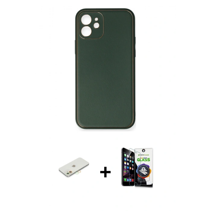 MARSİLYAN™- iPhone 12 Mini Kılıf Yadigar Klasik - Şeffaf Temperli Cam Ekran Koruyucu + Renkli Kamera Lens Koruma Cam - TU