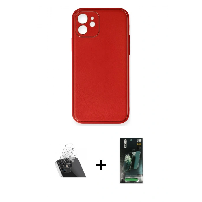 MARSİLYAN™- iPhone 12 Mini Kılıf Yadigar Klasik - Siyah 360 Mat Full Body Arka Koruyucu + Şeffaf Kamera Lens Koruma Cam