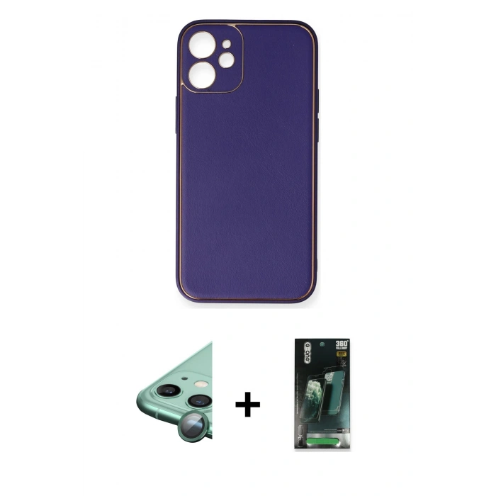 MARSİLYAN™- iPhone 12 Mini Kılıf Yadigar Klasik - Siyah 360 Mat Full Body Arka Koruyucu + Raze Metal Kamera Lens - YL