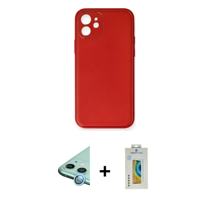 MARSİLYAN™- iPhone 12 Mini Kılıf Yadigar Klasik - Siyah Polymer Nano Ekran Koruyucu + Raze Metal Kamera Lens - MI