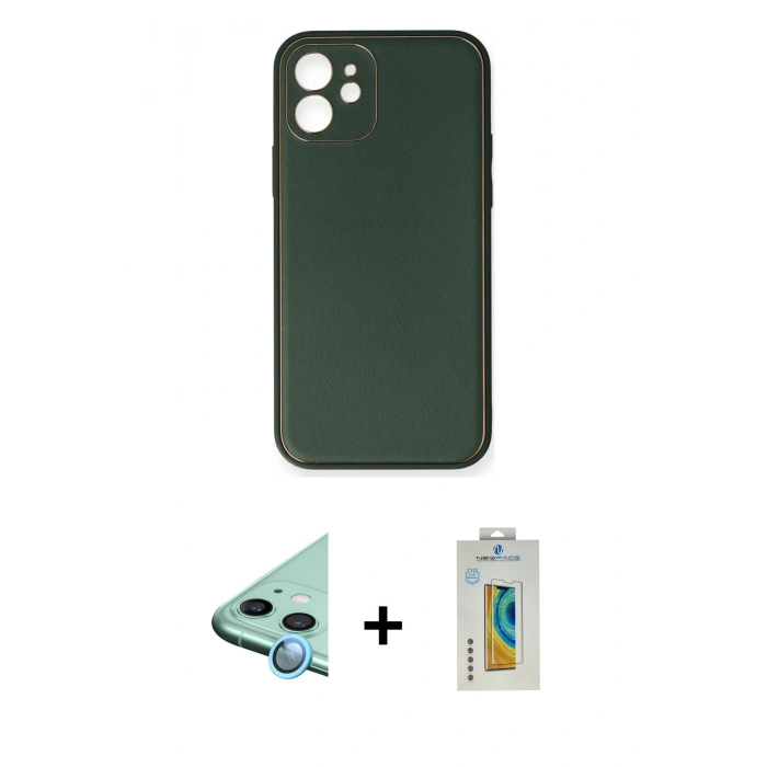 MARSİLYAN™- iPhone 12 Mini Kılıf Yadigar Klasik - Siyah Polymer Nano Ekran Koruyucu + Raze Metal Kamera Lens - MI