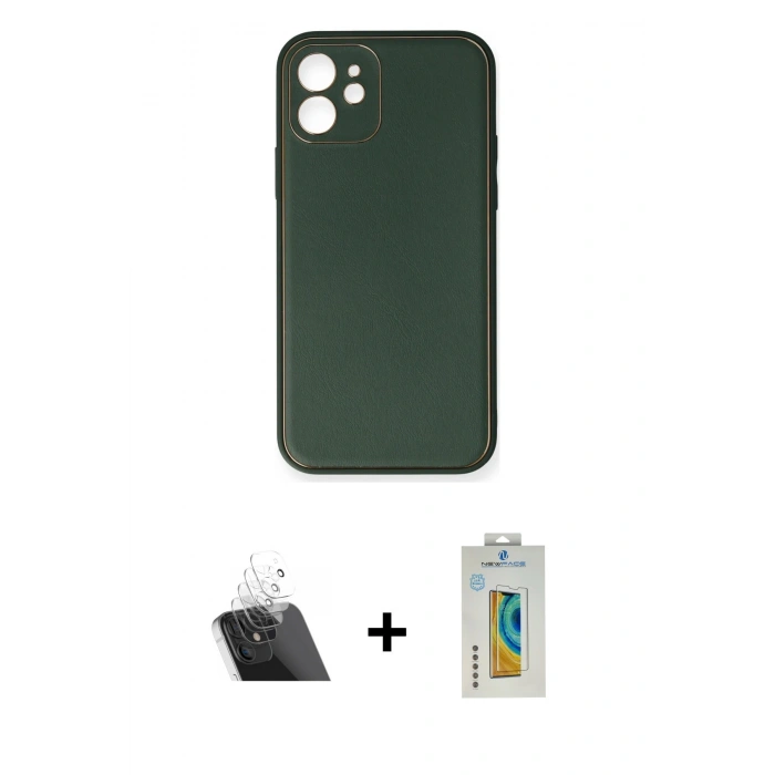 MARSİLYAN™- iPhone 12 Mini Kılıf Yadigar Klasik - Siyah Polymer Nano Ekran Koruyucu + Kamera Lens Koruma Cam - SF