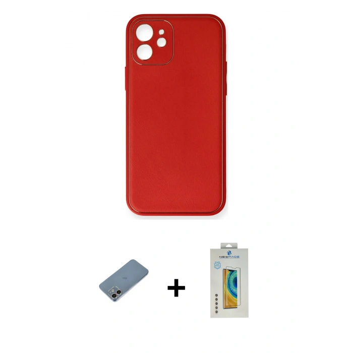 MARSİLYAN™- iPhone 12 Mini Kılıf Yadigar Klasik - Siyah Polymer Nano Ekran Koruyucu + Shine Kamera Lens Koruma Cam - GI