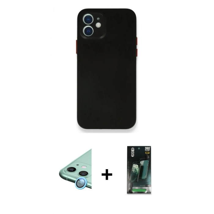 MARSİLYAN™- iPhone 12 Mini Kılıf Yadigar Yansıma Serisi - Şeffaf 360 Full Body Arka Koruyucu + Raze Metal Kamera Lens - MI