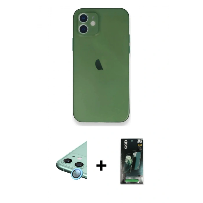 MARSİLYAN™- iPhone 12 Mini Kılıf Yadigar Yansıma Serisi - Şeffaf 360 Full Body Arka Koruyucu + Raze Metal Kamera Lens - MI